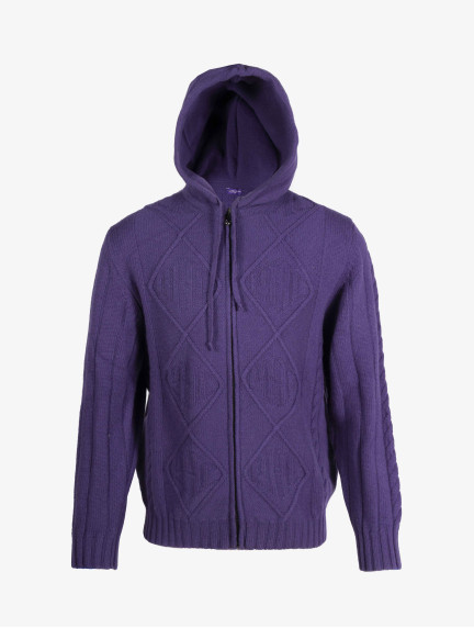 Patrick Hellmann CollectionPurple Hoodie Zip-Up Sweaterimage610